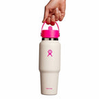 32 oz Wide Mouth Travel Bottle with Flex Straw Cap Neon Pink