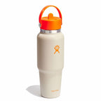 32 oz Wide Mouth Travel Bottle with Flex Straw Cap Neon Orange