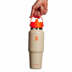 32 oz Wide Mouth Travel Bottle with Flex Straw Cap Neon Orange