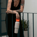32 oz Wide Mouth Travel Bottle with Flex Straw Cap Neon Orange
