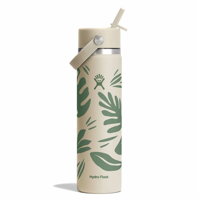 24 oz Wide Mouth with Flex Straw Cap Botanical Bliss Coconut