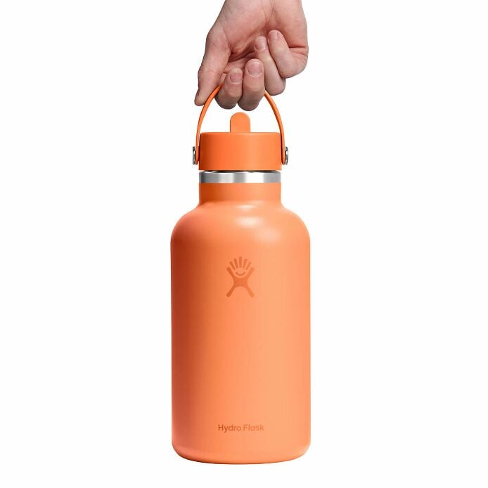 64 oz Wide Mouth with Flex Straw Cap Nectar Orange