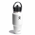 24 oz Wide Mouth Travel Bottle with Flex Straw Cap White