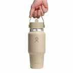 24 oz Wide Mouth Travel Bottle with Flex Straw Cap Oat