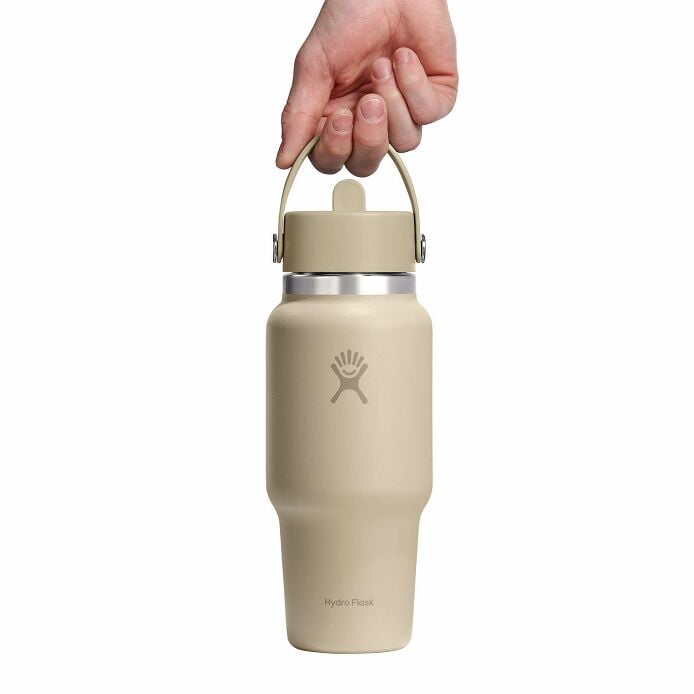 24 oz Wide Mouth Travel Bottle with Flex Straw Cap Oat