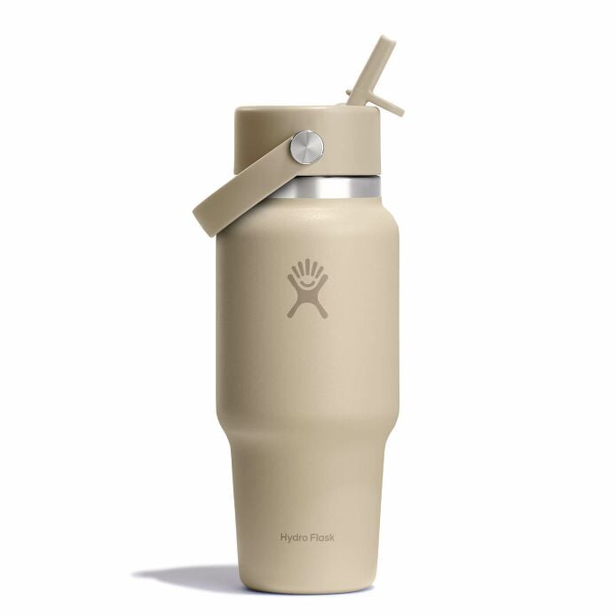 24 oz Wide Mouth Travel Bottle with Flex Straw Cap Oat
