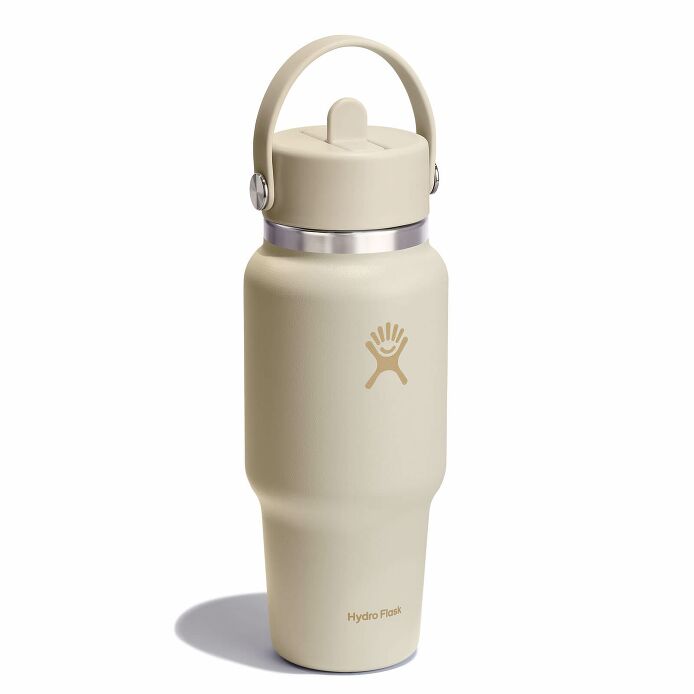24 oz Wide Mouth Travel Bottle with Flex Straw Cap Coconut