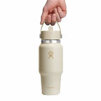 24 oz Wide Mouth Travel Bottle with Flex Straw Cap Coconut