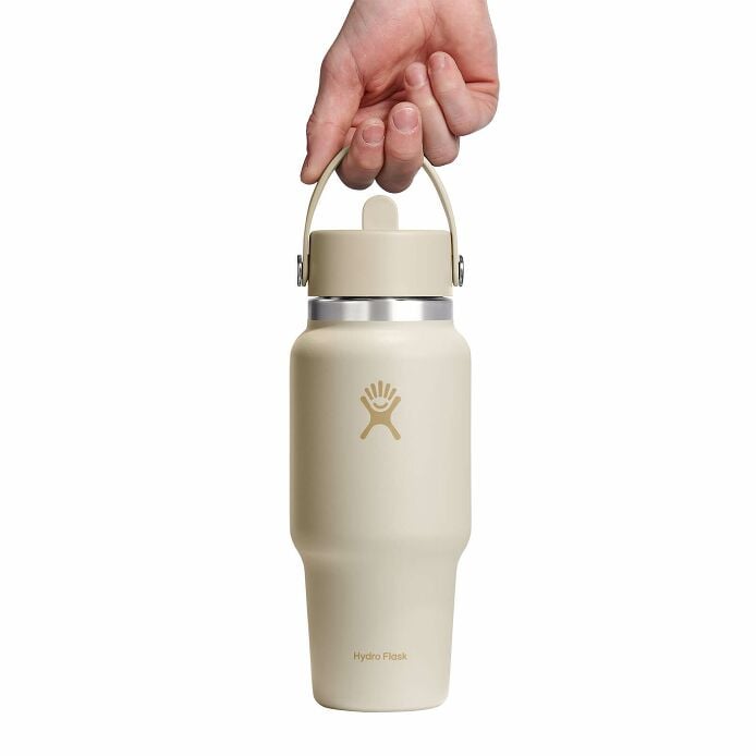 24 oz Wide Mouth Travel Bottle with Flex Straw Cap Coconut