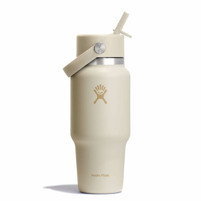 24 oz Wide Mouth Travel Bottle with Flex Straw Cap Coconut