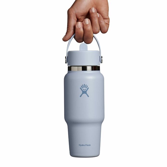24 oz Wide Mouth Travel Bottle with Flex Straw Cap White