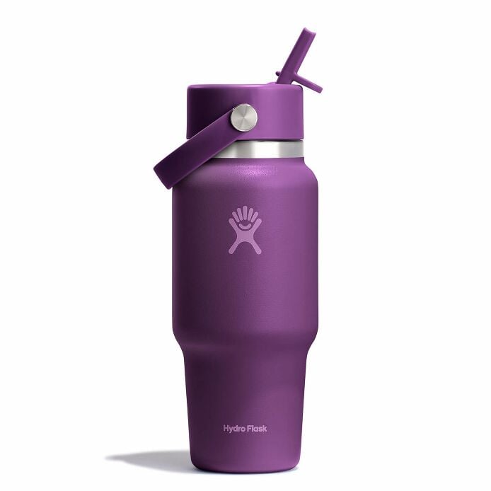 24 oz Wide Mouth Travel Bottle with Flex Straw Cap Beachplum Purple
