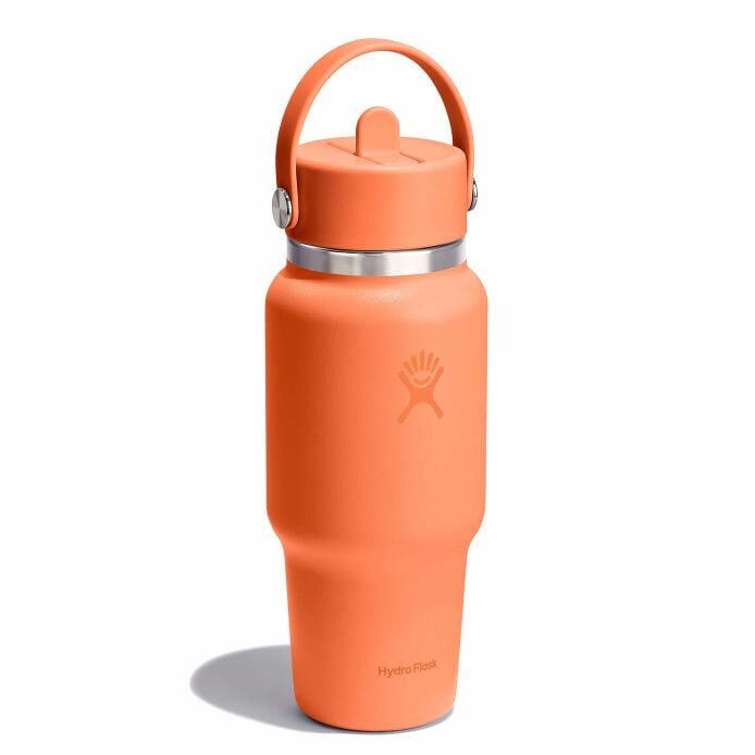 24 oz Wide Mouth Travel Bottle with Flex Straw Cap Nectar Orange