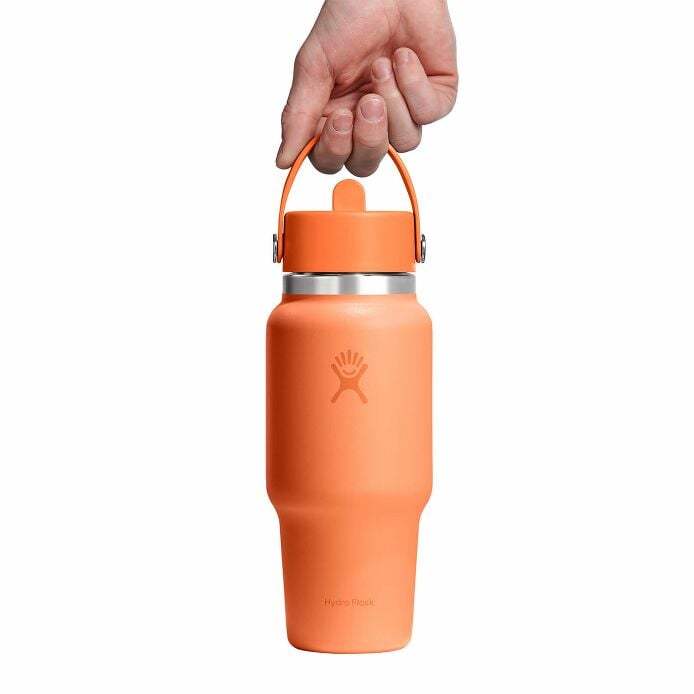 24 oz Wide Mouth Travel Bottle with Flex Straw Cap Nectar Orange