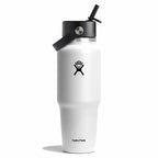 32 oz Wide Mouth Travel Bottle with Flex Straw Cap White