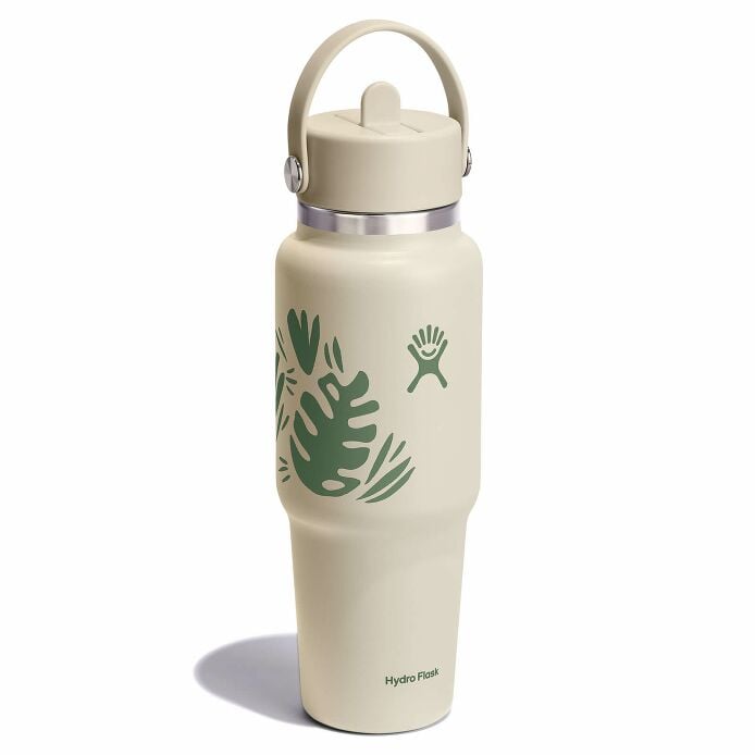 32 oz Wide Mouth Travel Bottle with Flex Straw Cap Botanical Bliss Coconut