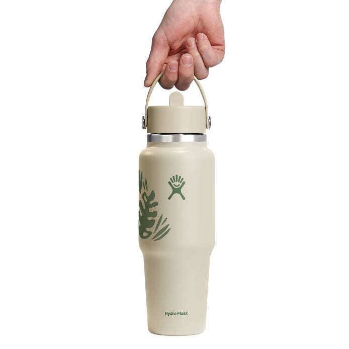 32 oz Wide Mouth Travel Bottle with Flex Straw Cap Botanical Bliss Coconut