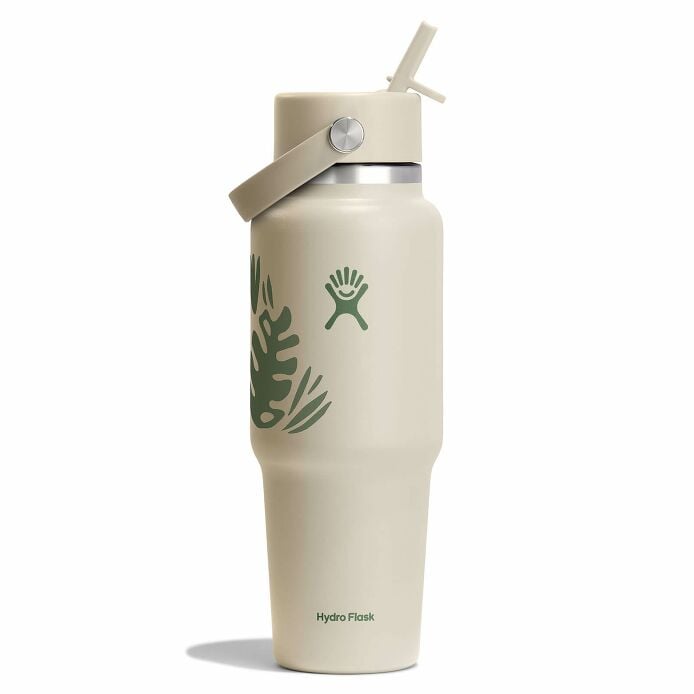 32 oz Wide Mouth Travel Bottle with Flex Straw Cap Botanical Bliss Coconut