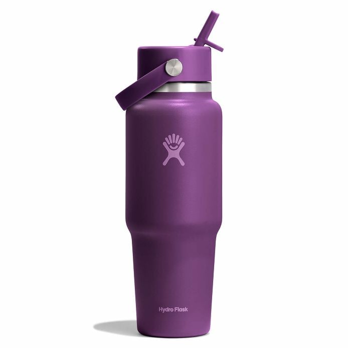 32 oz Wide Mouth Travel Bottle with Flex Straw Cap Beachplum Purple
