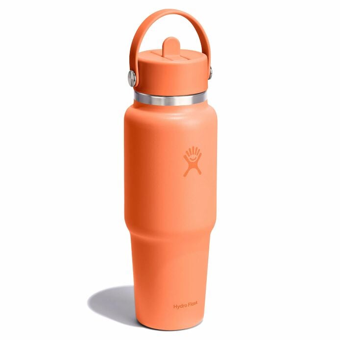 32 oz Wide Mouth Travel Bottle with Flex Straw Cap Nectar Orange
