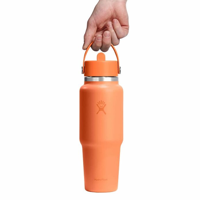 32 oz Wide Mouth Travel Bottle with Flex Straw Cap Nectar Orange