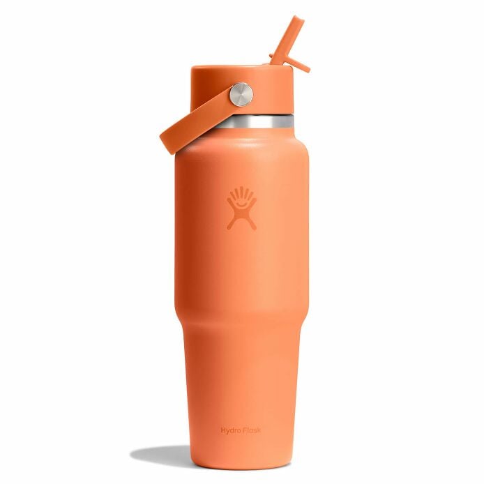 32 oz Wide Mouth Travel Bottle with Flex Straw Cap Nectar Orange