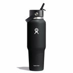 40 oz Wide Mouth Travel Bottle with Flex Straw Cap Black