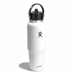 40 oz Wide Mouth Travel Bottle with Flex Straw Cap White