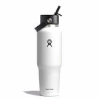40 oz Wide Mouth Travel Bottle with Flex Straw Cap White