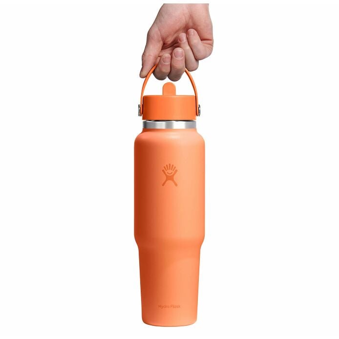 40 oz Wide Mouth Travel Bottle with Flex Straw Cap Nectar Orange