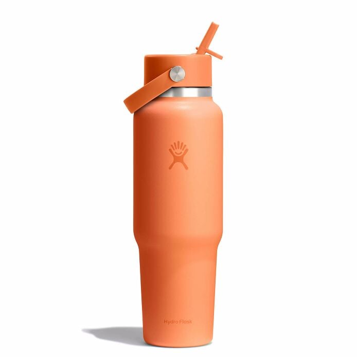 40 oz Wide Mouth Travel Bottle with Flex Straw Cap Nectar Orange